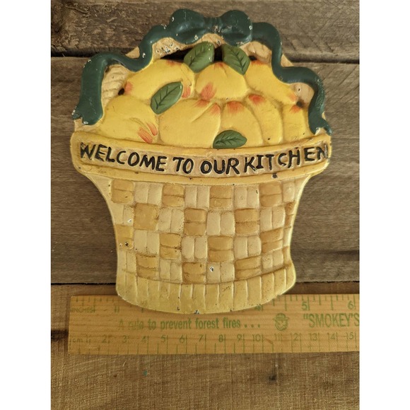 Vintage Cast Iron Kitchen Trivet / Welcome to our kitchen - Picture 9 of 10